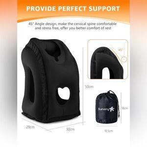 New Sunany Black Inflatable Travel Pillow